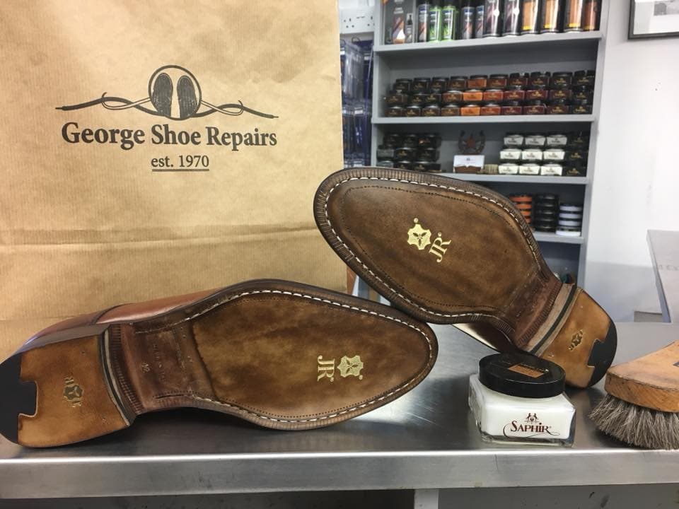 George Shoe Repairs JR leather sole replacement — expert cobbler Fitzrovia W1T 4RT